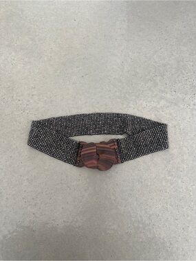 Metallic Stretch Belt with Wooden Buckle size M - L